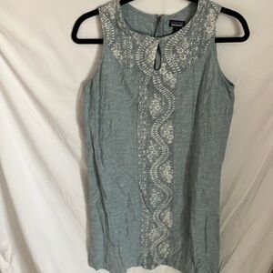 Patagonia: Blue/white floral patterned denim dress- Hemp/cotton blend- size 4
